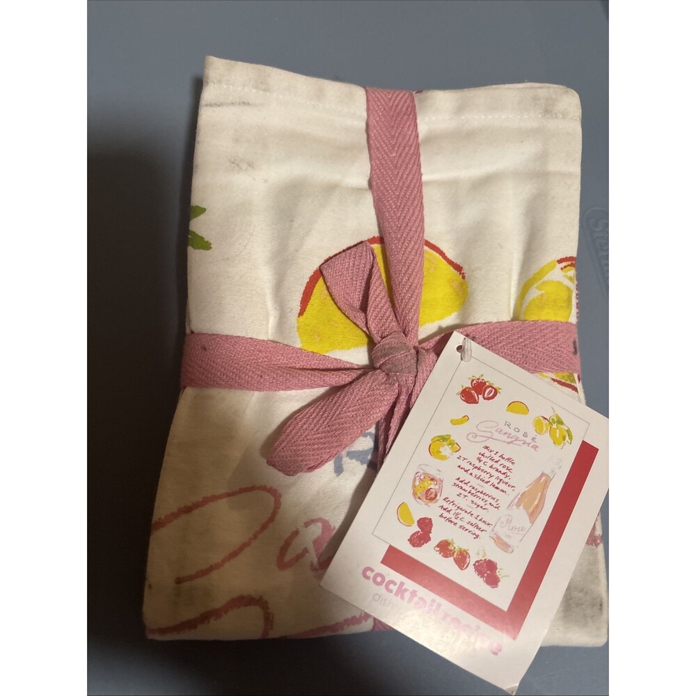Sangria Cocktail Recipe Bar Tea Dish Towel 18”x26” 100% Cotton Tutti Frutti@TAG